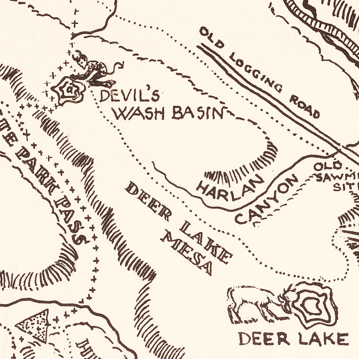 Restored historic details from the 1948 misc. attraction map of County, New Mexico