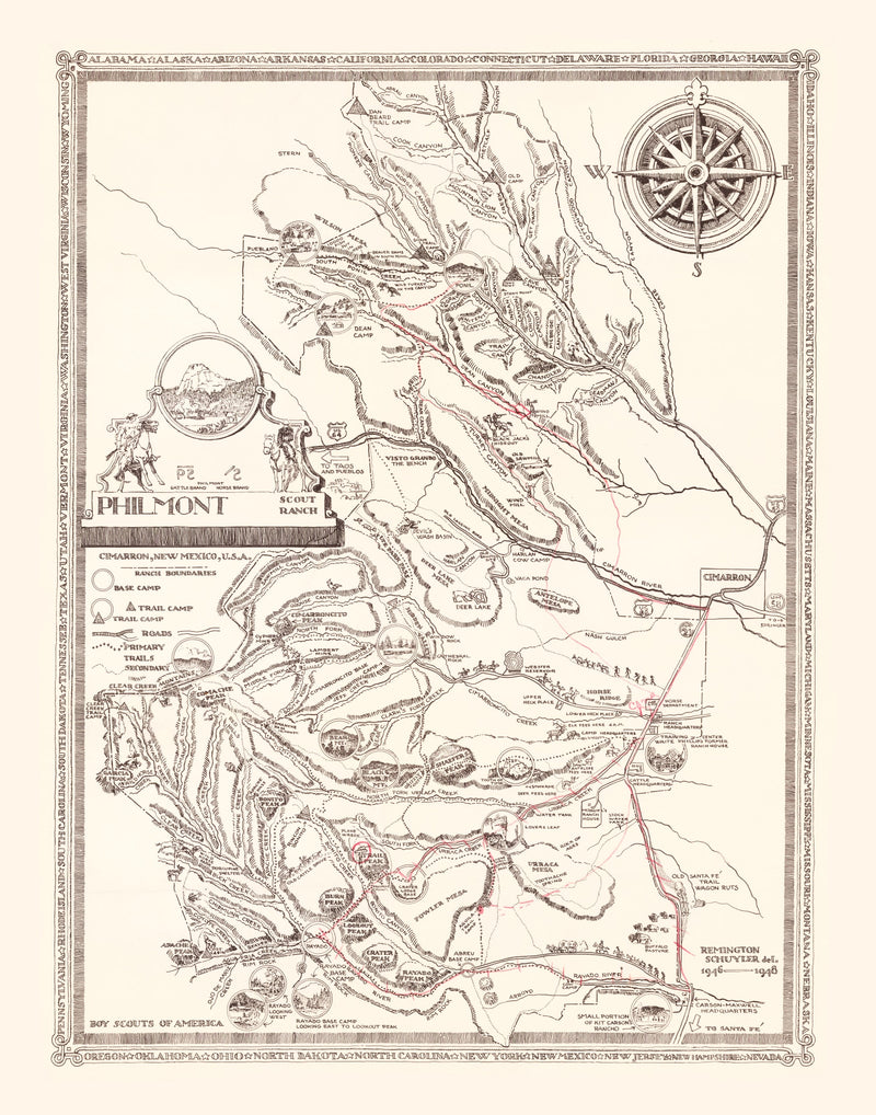 Size comparison using Vintage Map of Philmont Scout Ranch 1948