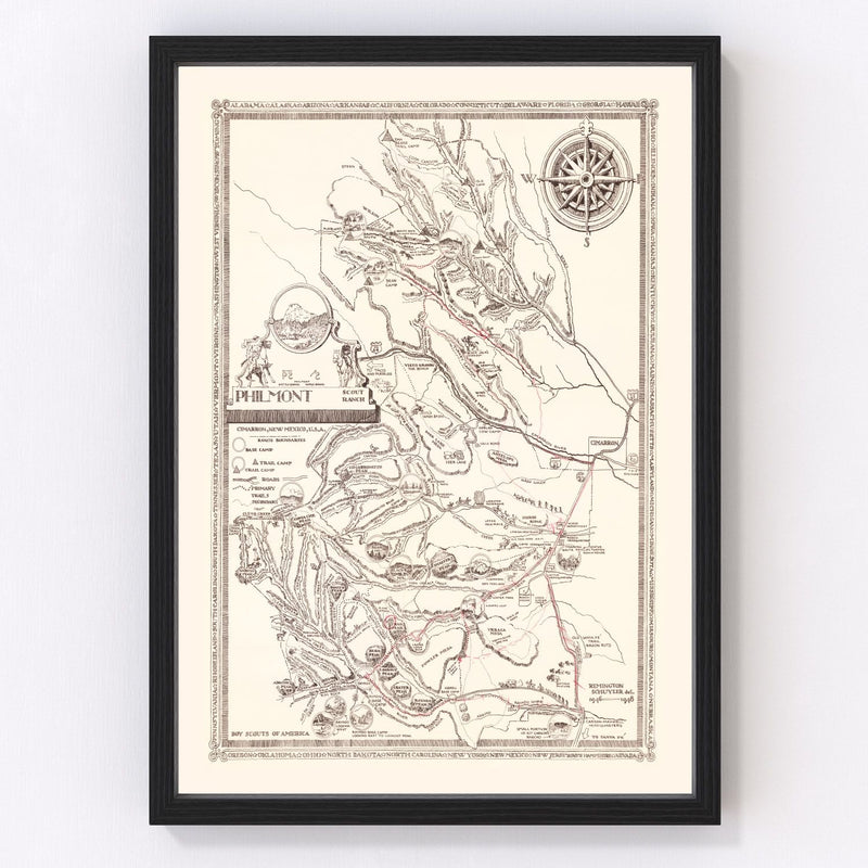 Vintage Map of Philmont Scout Ranch 1948