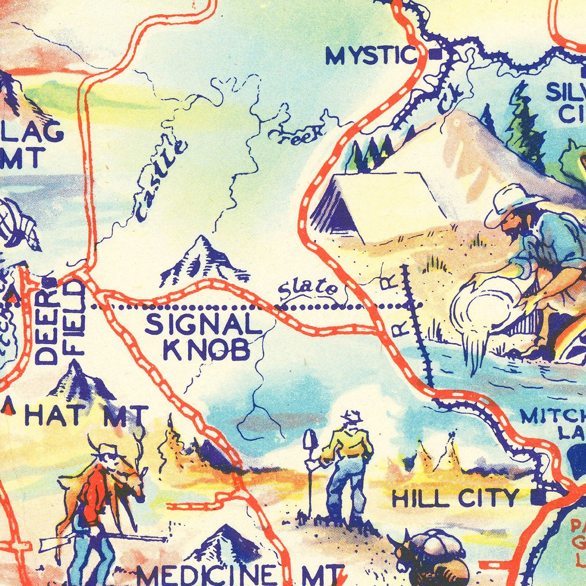 Restored historic details from the 1940 region map of County, South Dakota