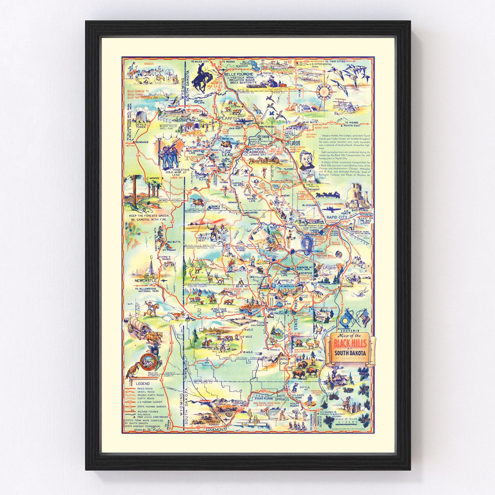 Black Hills National Park Vintage Map 1940