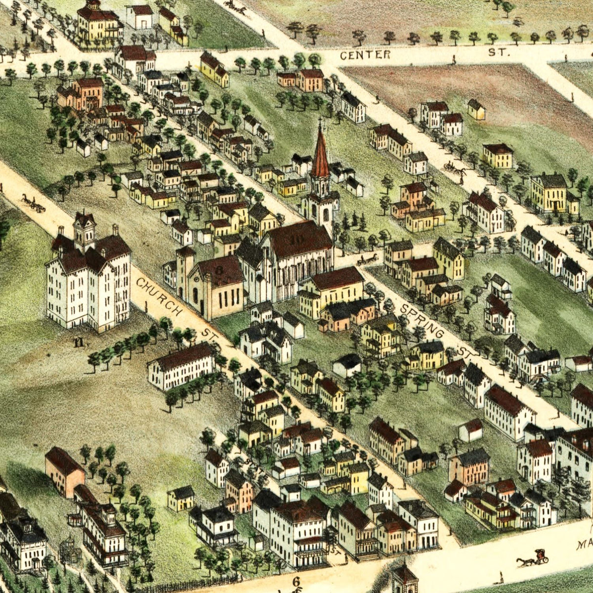 Restored historic details from the 1877 city map of Windsor Locks, Connecticut