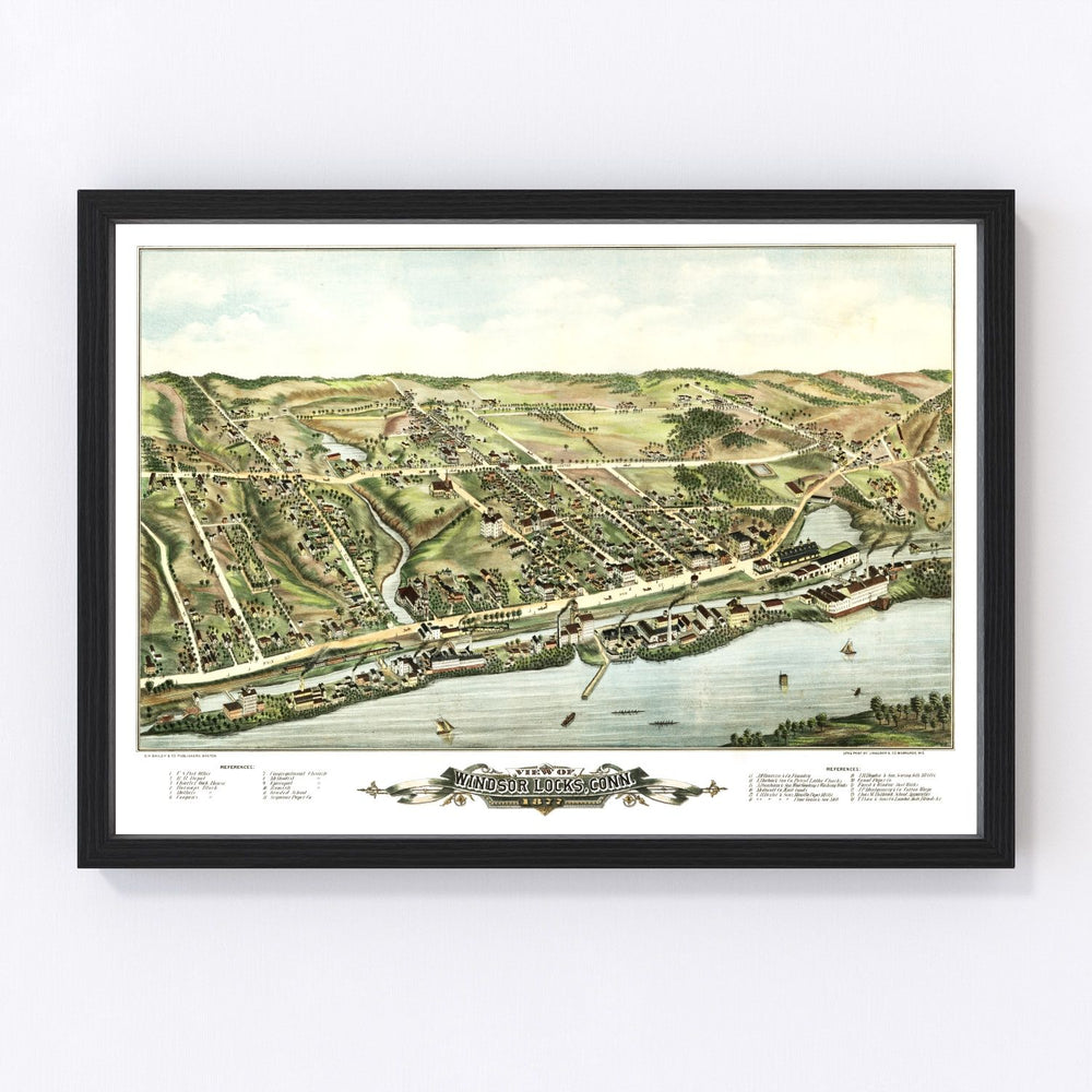 Windsor Locks Vintage Map 1877