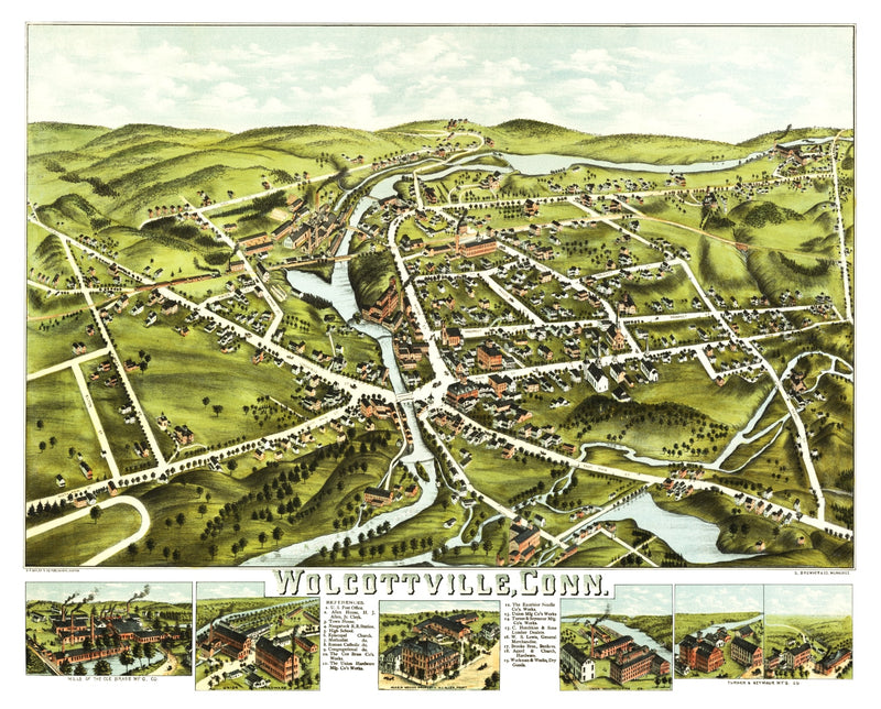 Size comparison using Vintage Map of Wolcottville, Connecticut 1875