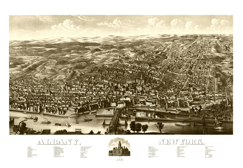 Vintage Map of Albany, New York 1879 print style example
