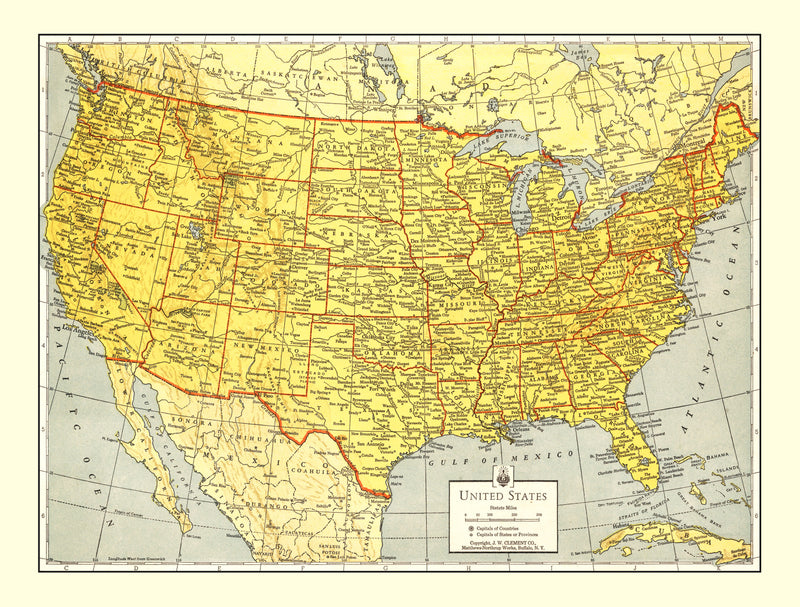 Size comparison using Vintage Map of United States 1943