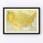 United States Vintage Map 1943
