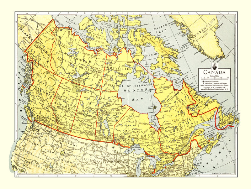 Size comparison using Vintage Map of Canada 1943
