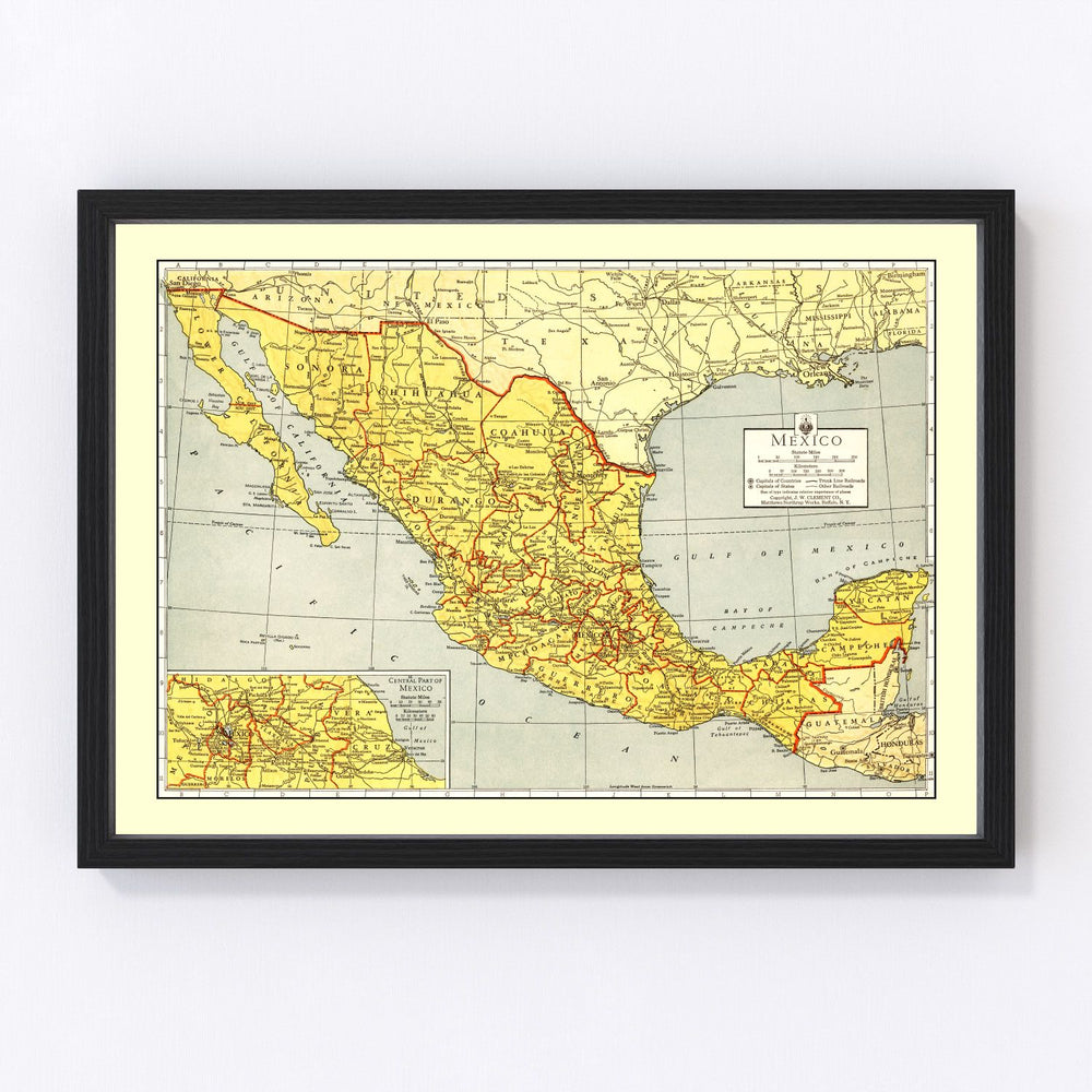 Mexico Vintage Map 1943