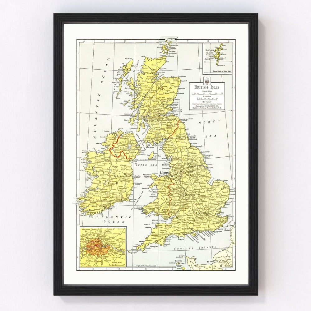 Ireland, Northern Ireland, Scotland, England, Wales Vintage Map 1943