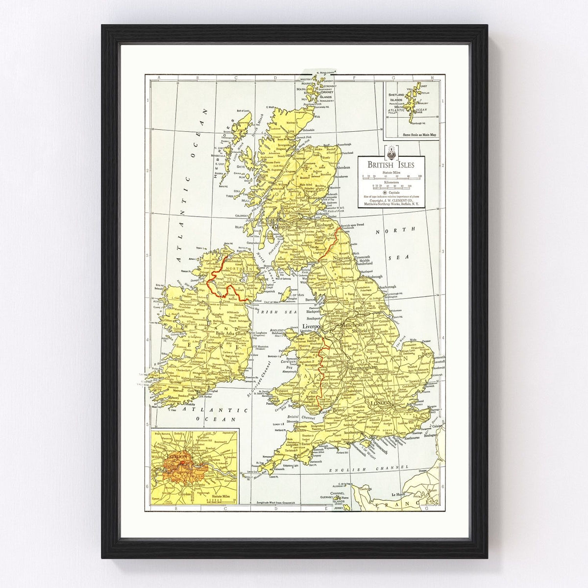 Ireland, Northern Ireland, Scotland, England, Wales Vintage Map 1943