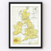Ireland, Northern Ireland, Scotland, England, Wales Vintage Map 1943