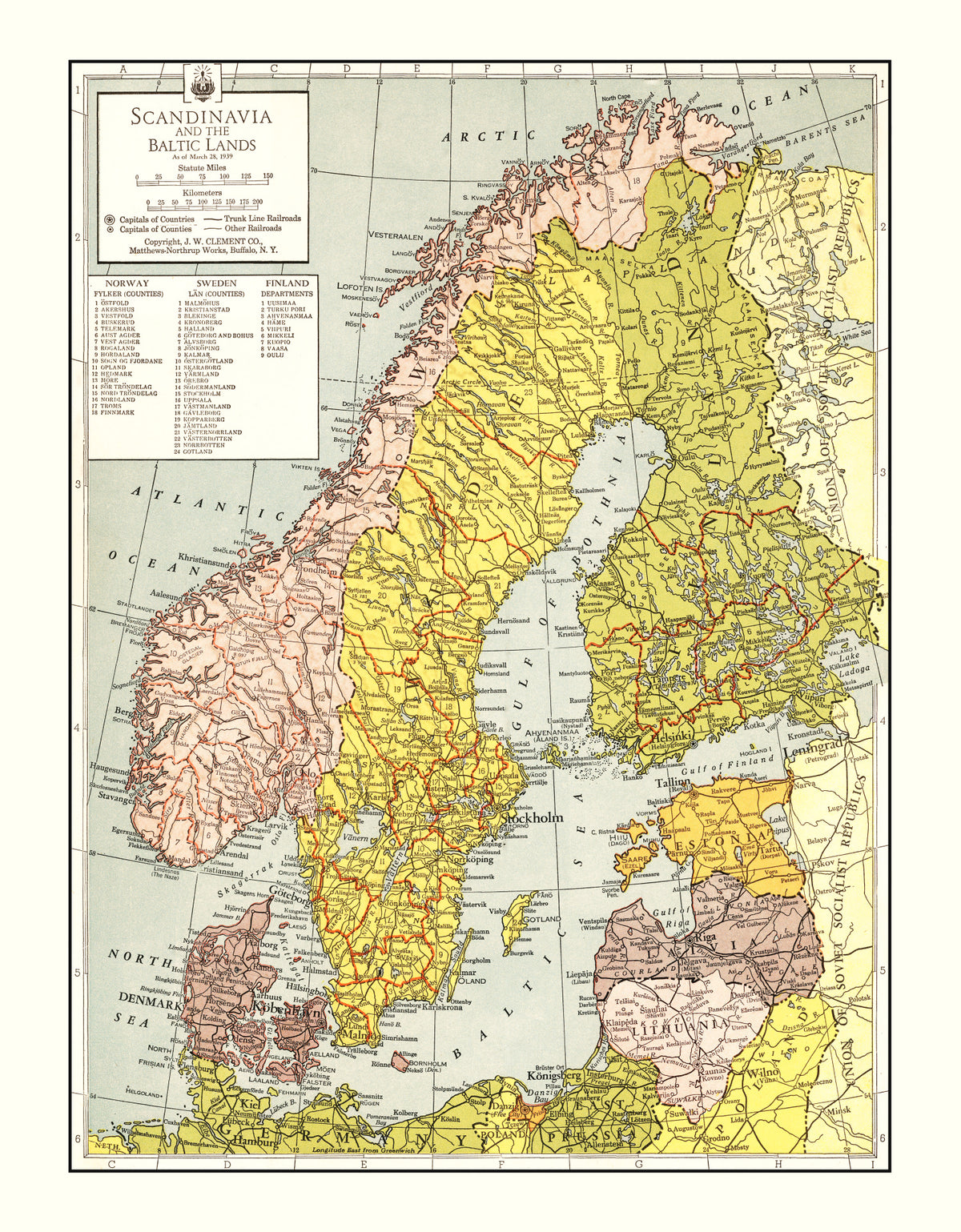 Preview of Vintage Map of Scandinavia 1943