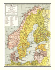 Vintage Map of Scandinavia 1943