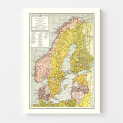 Vintage Map of Scandinavia 1943