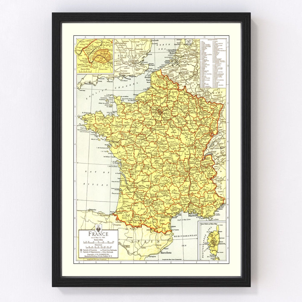 France Vintage Map 1943