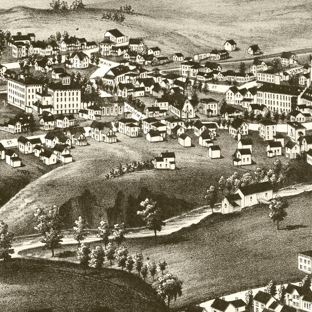 Restored historic details from the 1888 city map of Antwerp, New York