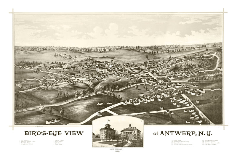 Size comparison using Vintage Map of Antwerp, New York 1888