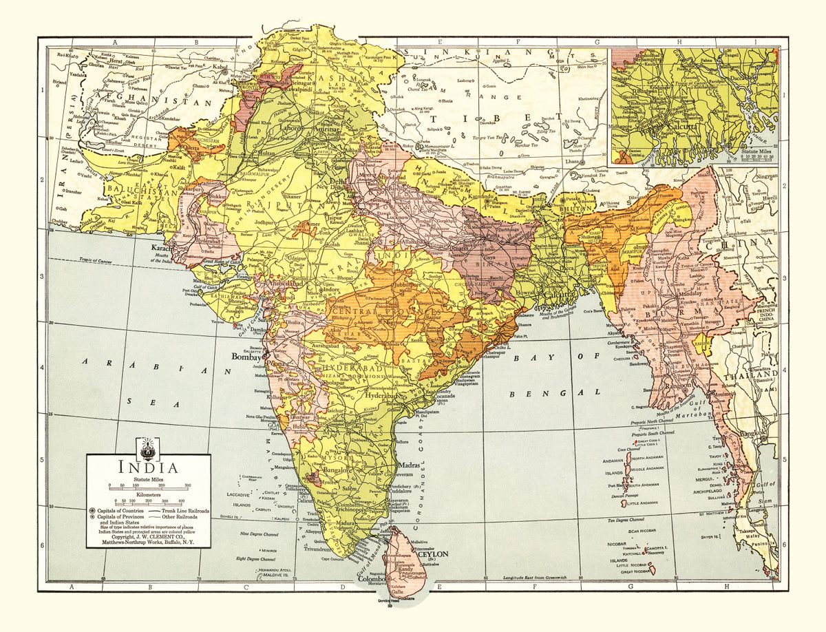 Preview of Vintage Map of India 1943