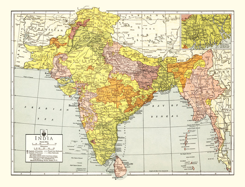 Size comparison using Vintage Map of India 1943