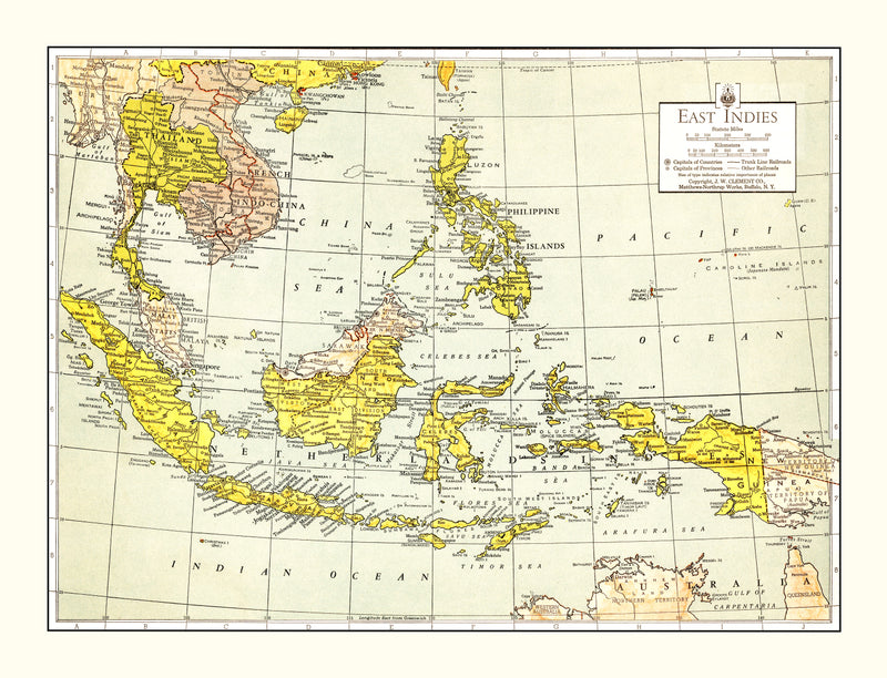 Size comparison using Vintage Map of East Indies 1943