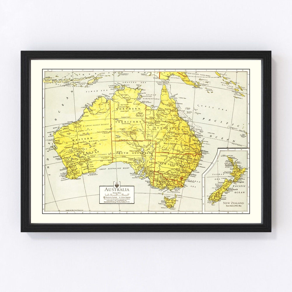 Australia Vintage Map 1943