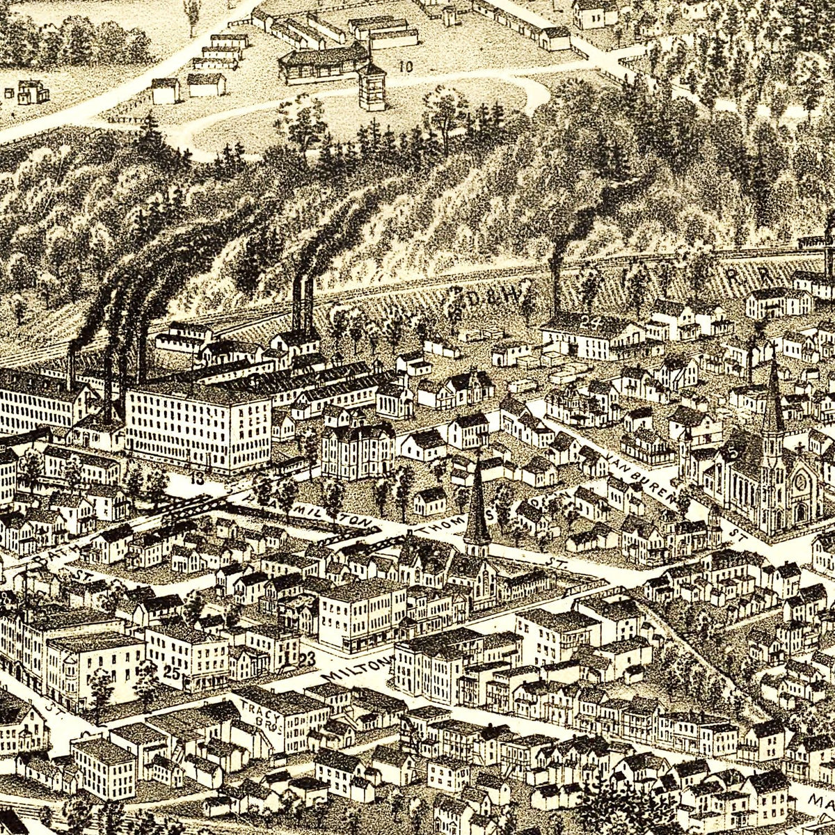 Restored historic details from the 1890 city map of Ballston Spa, New York