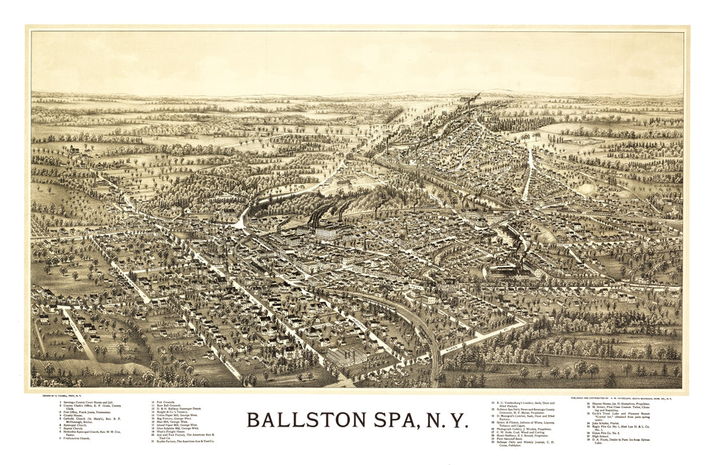 Vintage Map of Ballston Spa, New York 1890 print style example