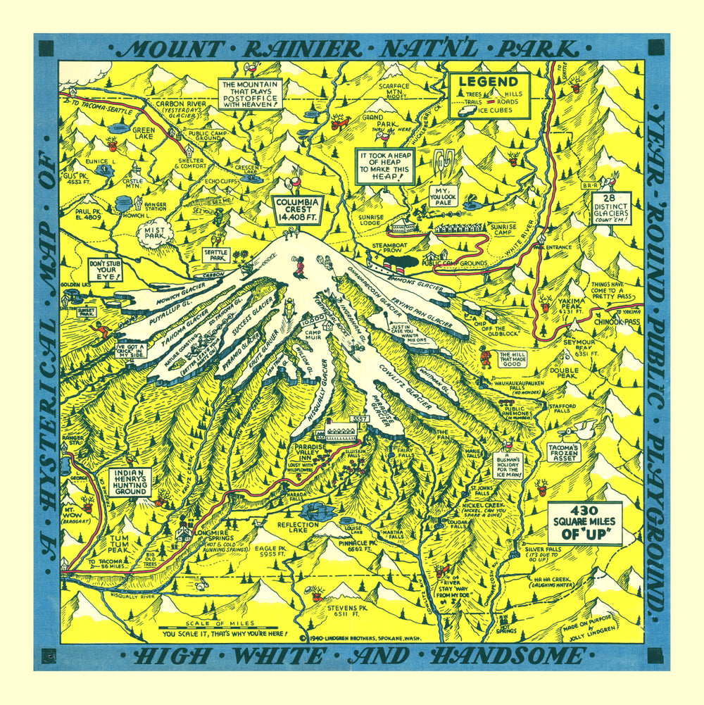 Vintage Map of Mount Rainier 1940 print style example