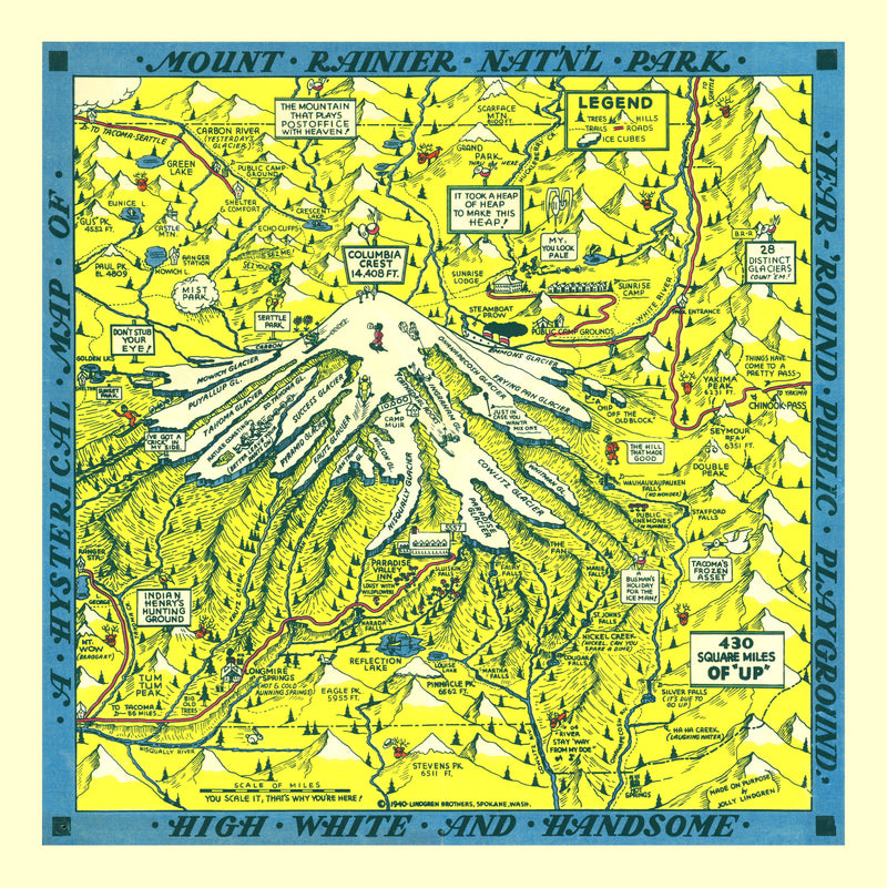 Size comparison using Vintage Map of Mount Rainier 1940