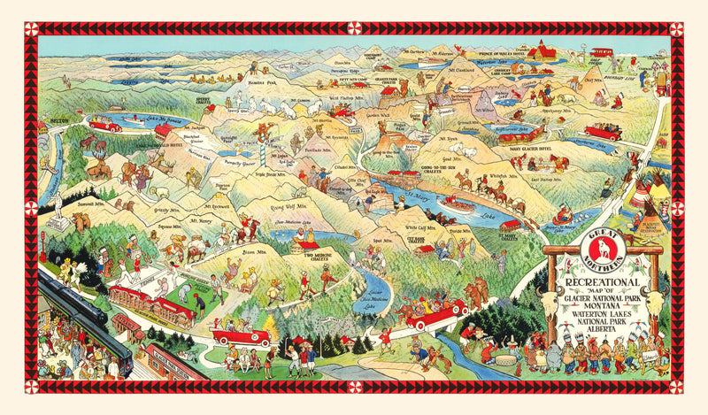 Size comparison using Vintage Map of Glacier National Park 1925
