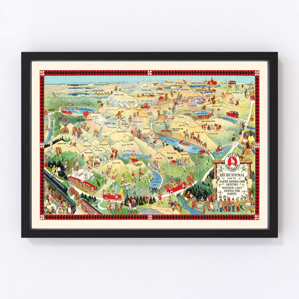 Glacier National Park Vintage Map 1925