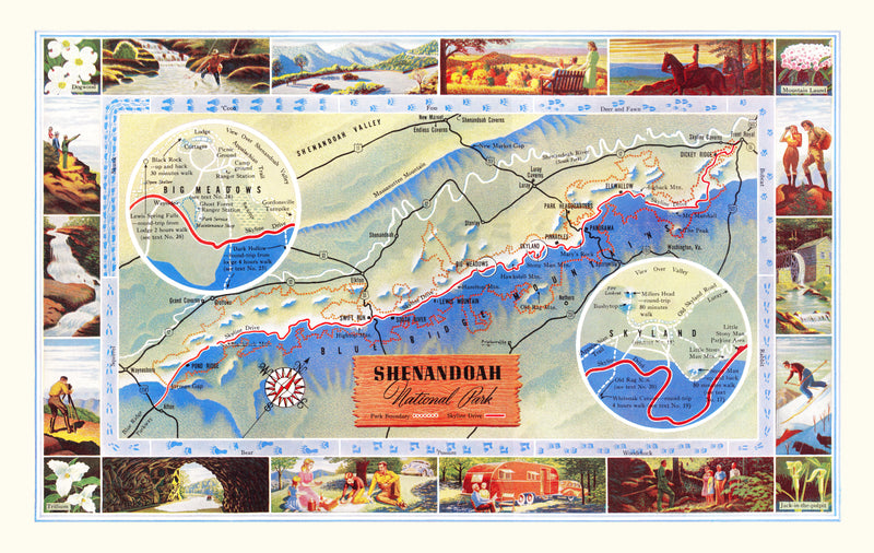 Size comparison using Vintage Map of Shenandoah National Park 1947