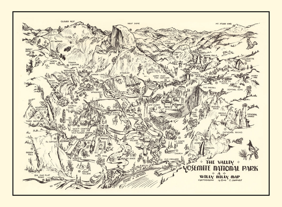 Preview of Vintage Map of Yosemite National Park 1946