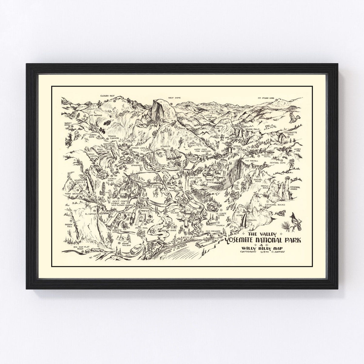 Yosemite National Park Vintage Map 1946
