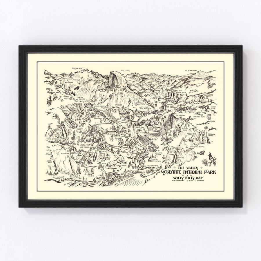 Yosemite National Park Vintage Map 1946