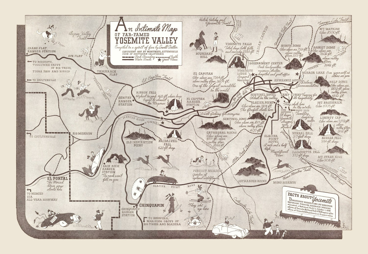 Preview of Vintage Map of Yosemite Valley 1937