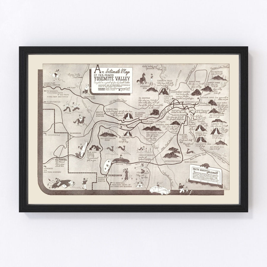 Yosemite National Park Vintage Map 1937