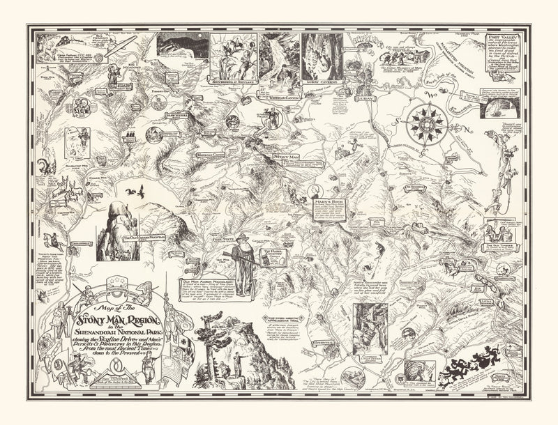 Size comparison using Vintage Map of Stony Man in Shenandoah National Park 1935