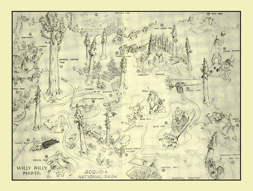 Vintage Map of Sequoia National Park 1945 print style example