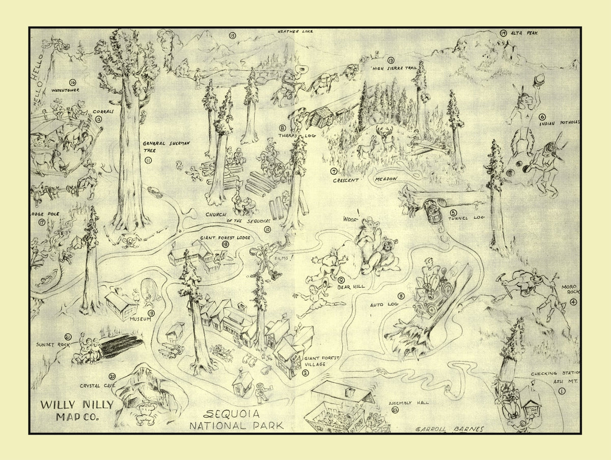 Preview of Vintage Map of Sequoia National Park 1945