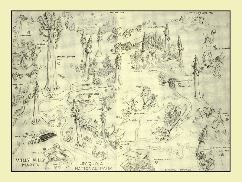Size comparison using Vintage Map of Sequoia National Park 1945