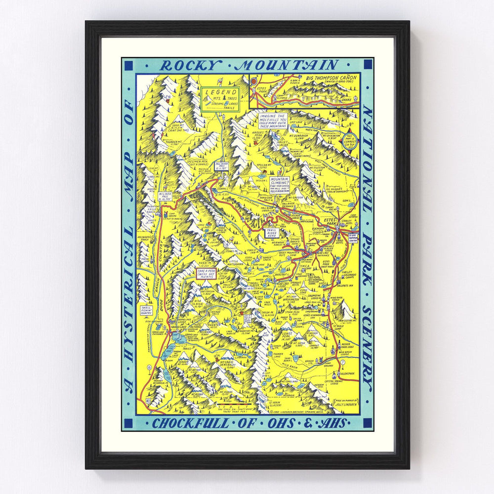 Rocky Mountain National Park Vintage Map 1948