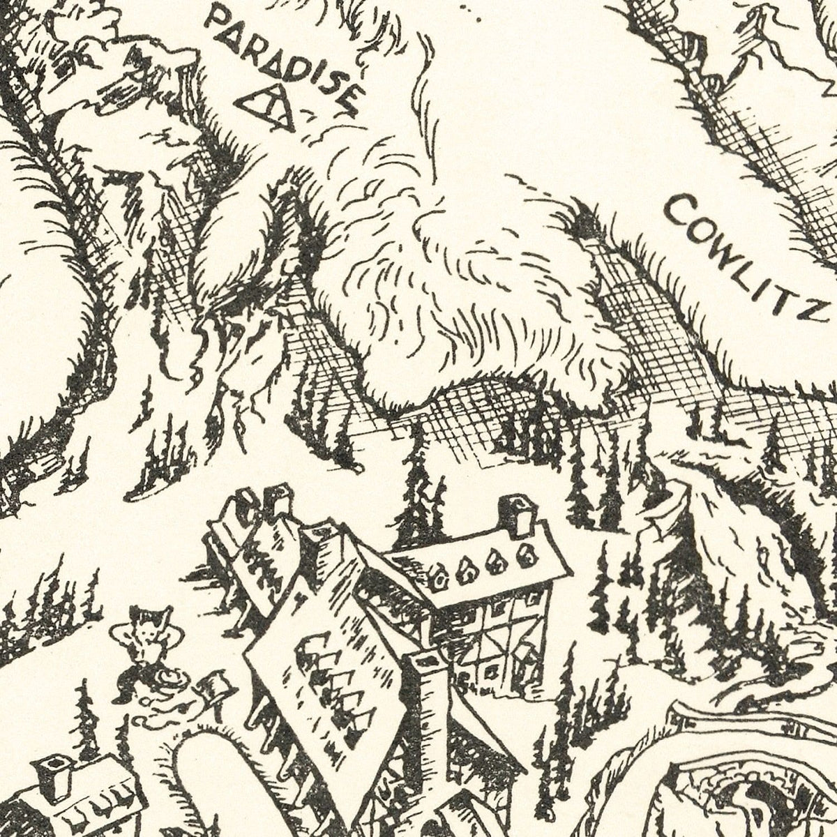 Restored historic details from the 1946 region map of County, Washington