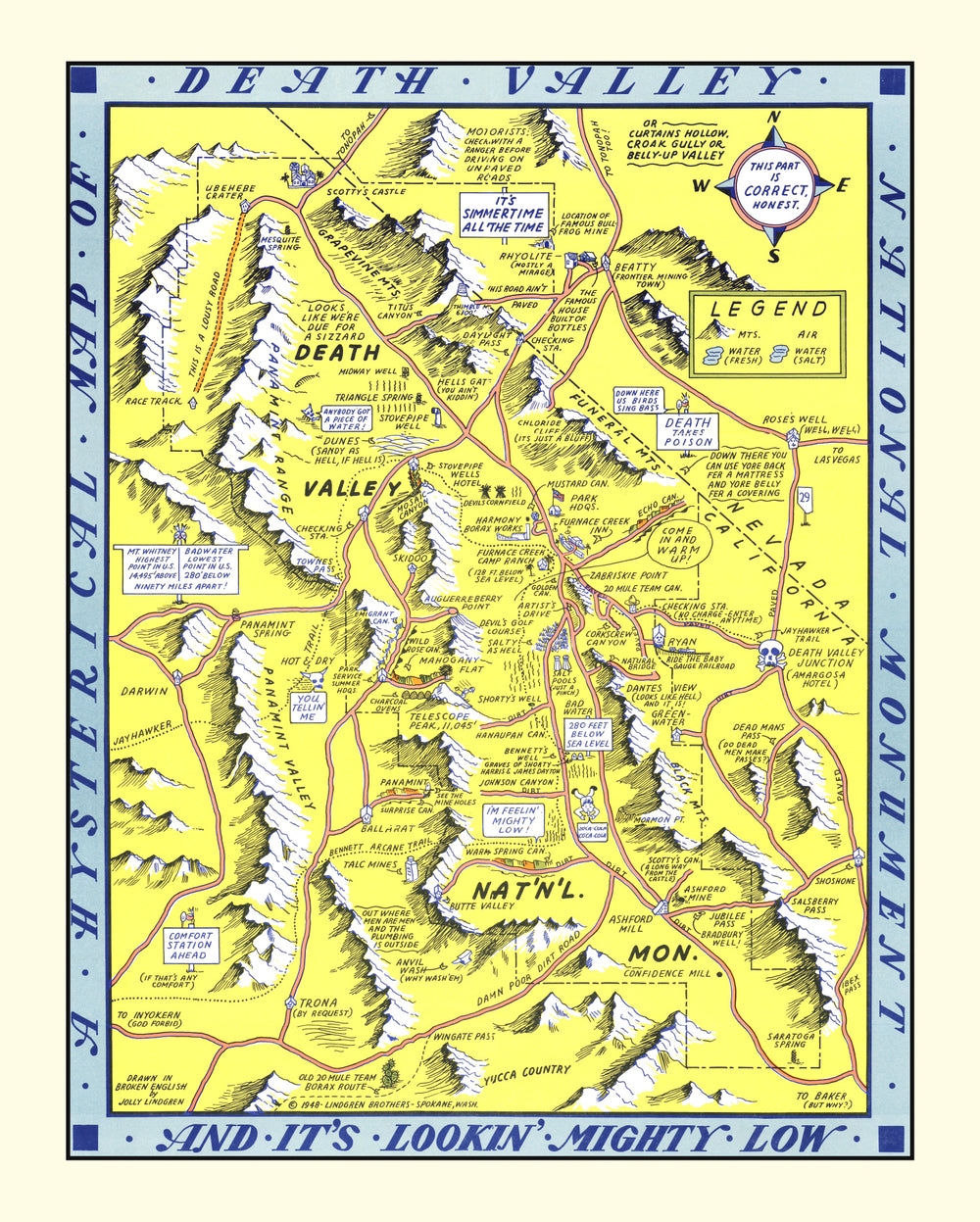 Vintage Map of Death Valley National Park 1948 print style example