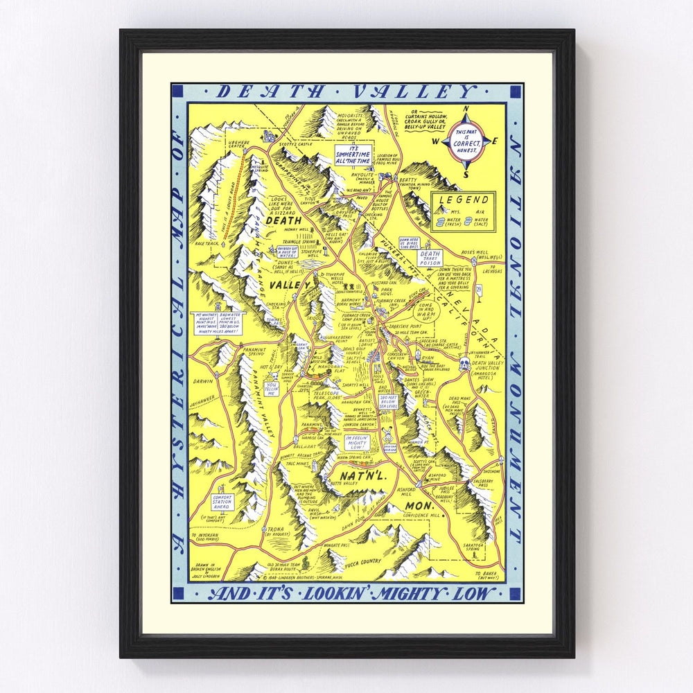 Death Valley National Park Vintage Map 1948