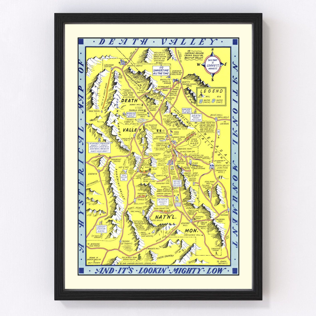 Death Valley National Park Vintage Map 1948