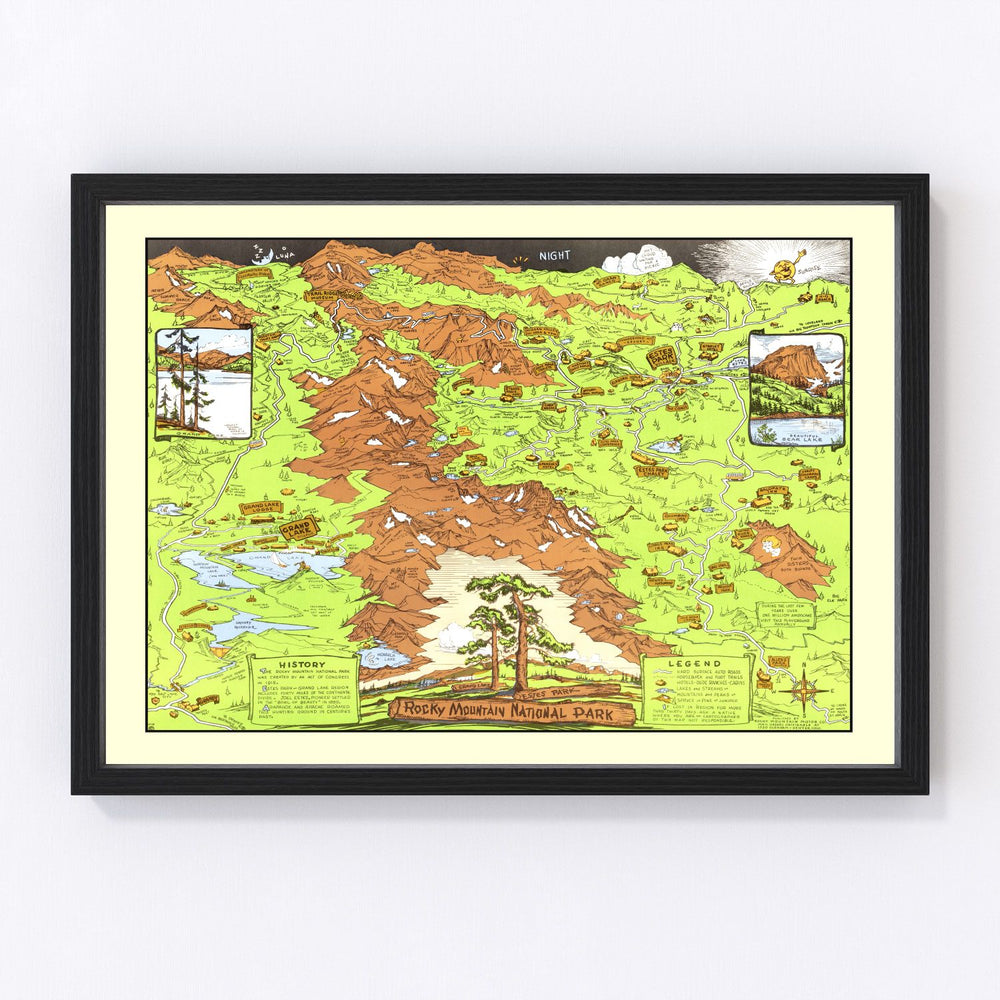 Rocky Mountain National Park Vintage Map 1948