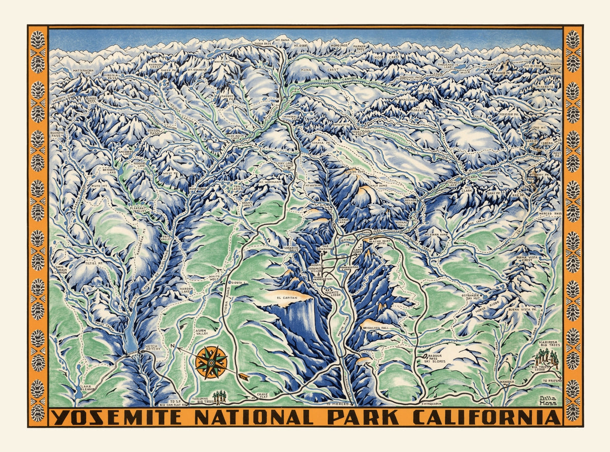 Preview of Vintage Map of Yosemite National Park 1955