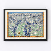 Yosemite National Park Vintage Map 1955